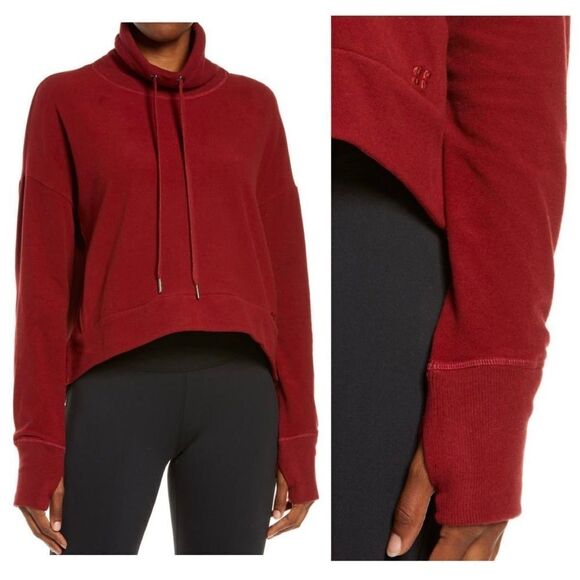 Sweaty Betty NWT Harmonise Luxe Sweatshirt in Maroon Size Medium - Picture 1 of 6
